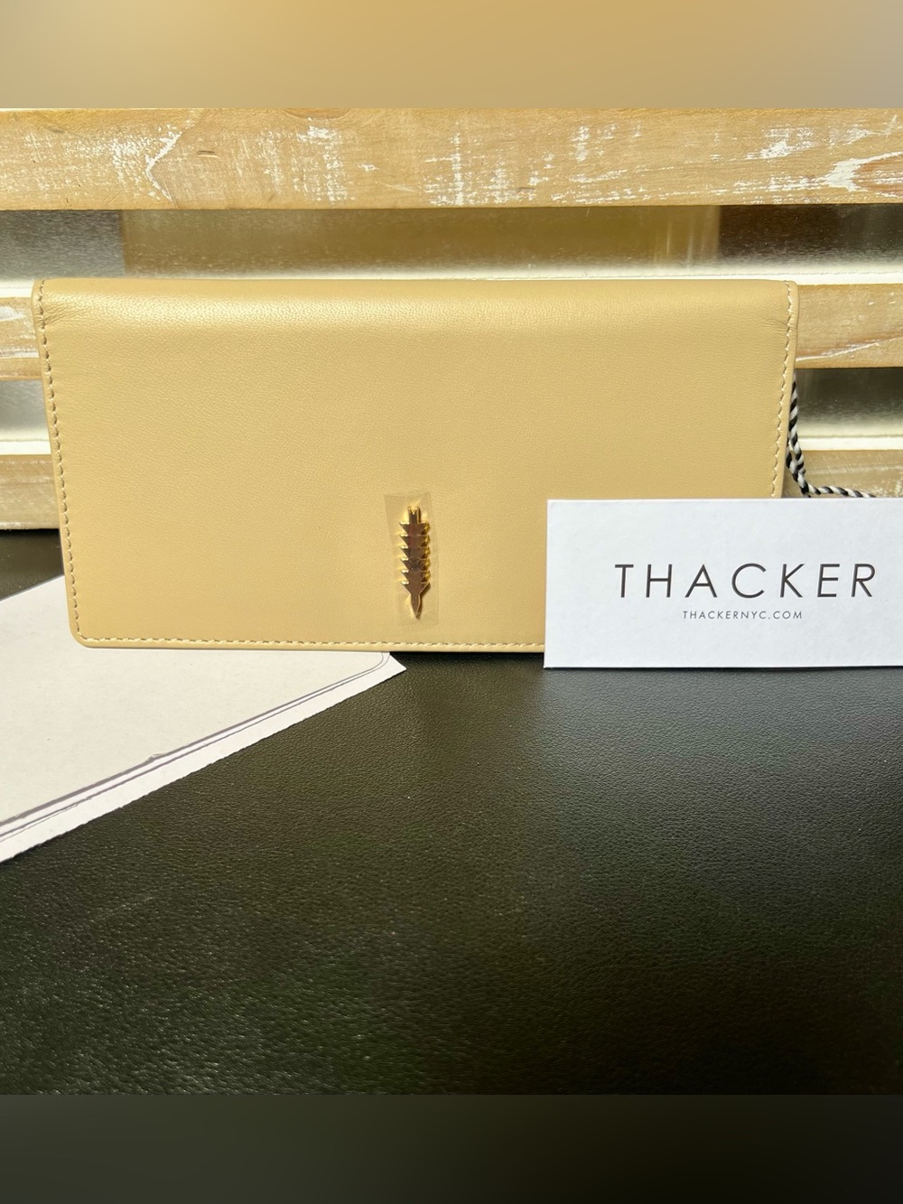 THACKER Anna Bifold Nappa Leather Wallet in Cashew
